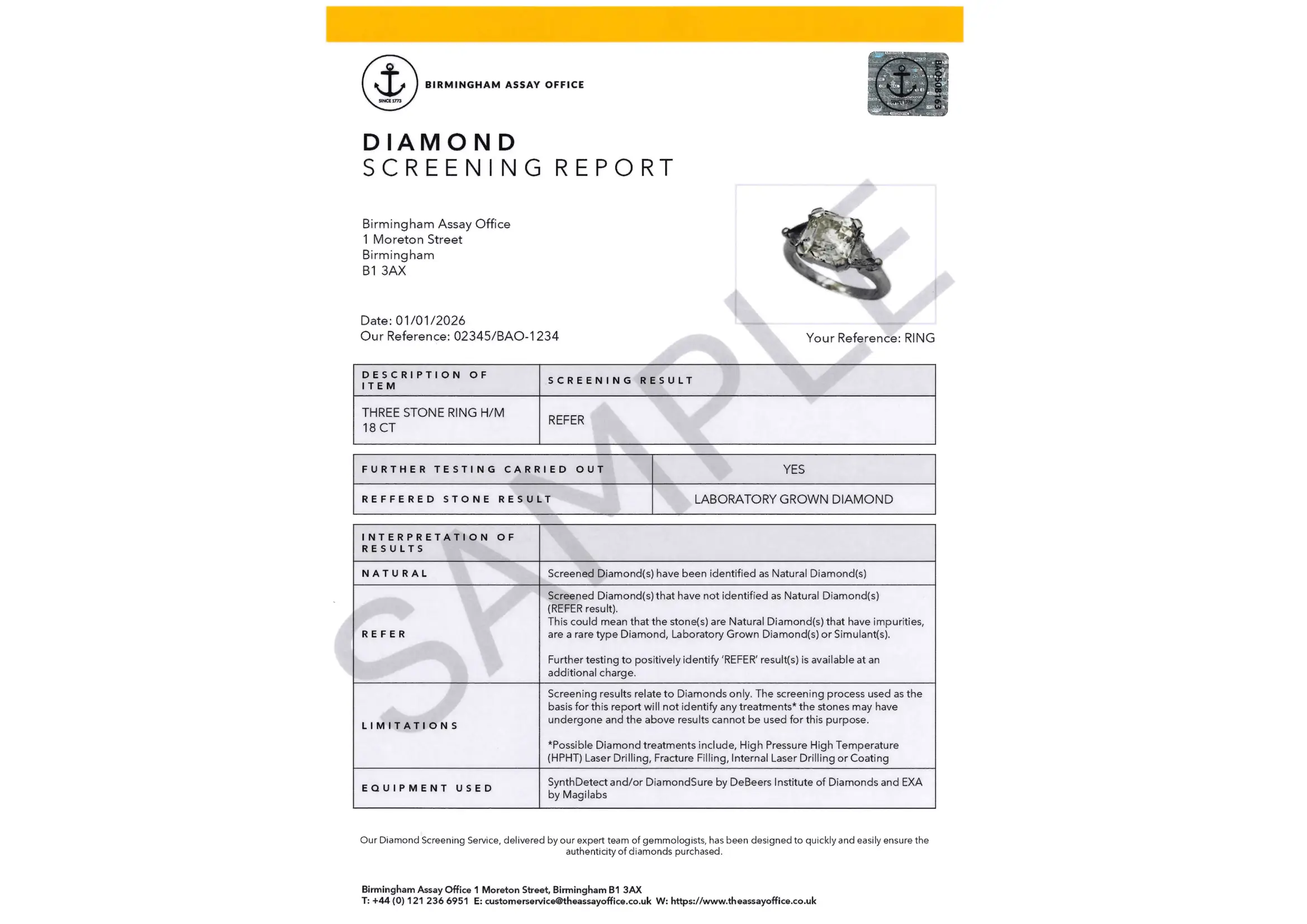 Diamond Screening Report